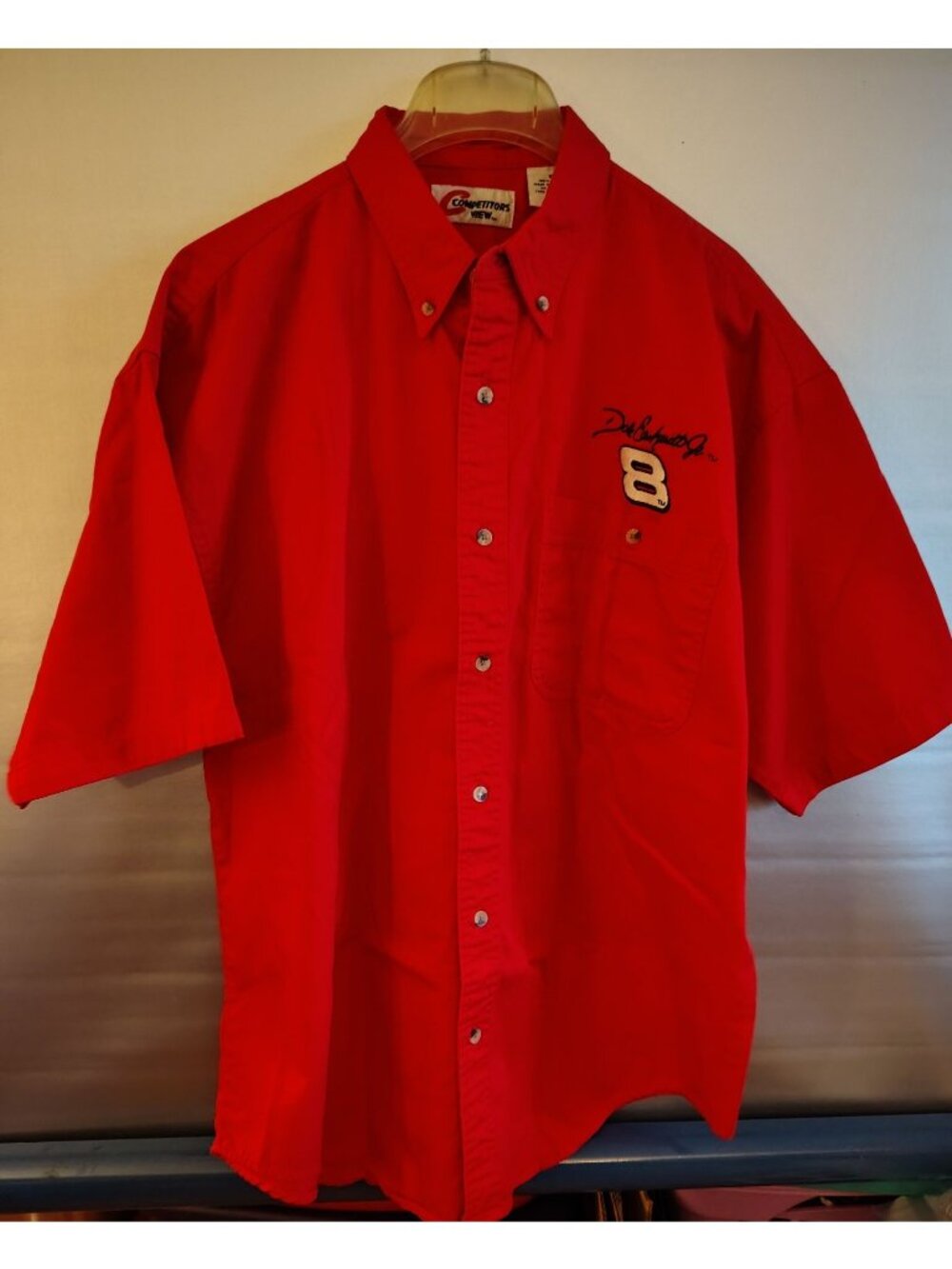 Dale Earnhardt Jr. Embroidered Red Button-Up SS Shirt XL By Competitors View